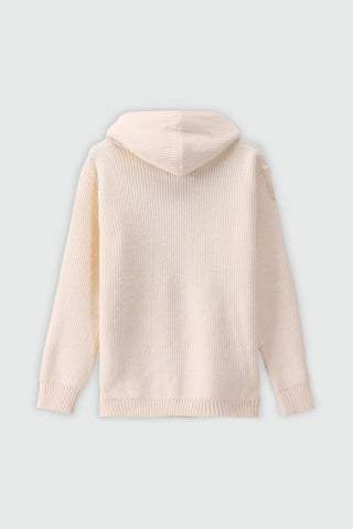 Chunky Knitted Hoodie Jumper in Cream