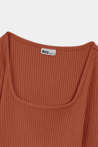 Ribbed Square Top in Florescent Orange