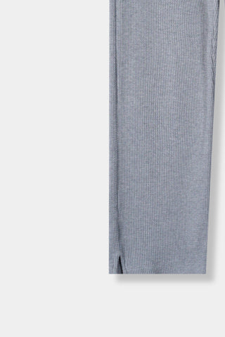 Waffle Textured Wide-leg Trouser in Grey Marl