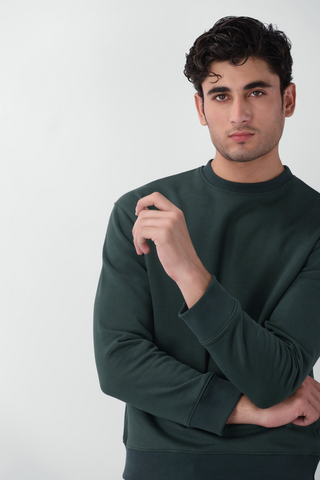 Relaxed Fit Airsoft Sweatshirt in Dark Green