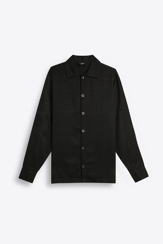 Irish Cotton Textured Shirt in Black
