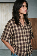 Textured Camp Collar Shirt / BROWN SHIRT ATTIR-UNISEX