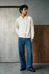 Relaxed-fit Zip-up Polo Shirt / WHITE POLO ATTIR-MEN