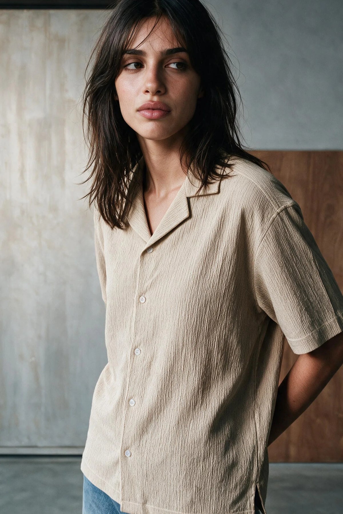 Smock Camp Collar Shirt / PINK SHIRT ATTIR-UNISEX