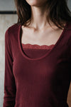Lace-detail Top / MAROON TOP ATTIR-WOMEN