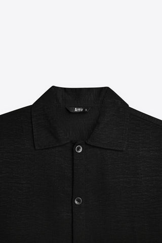Irish Cotton Textured Shirt in Black