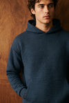 Parallel Quilted Oversized Hoodie in Dark Blue HOODIE ATTIR-UNISEX