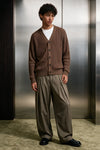 Rib-Knit Cardigan Sweater / BROWN CARDIGAN ATTIR-UNISEX