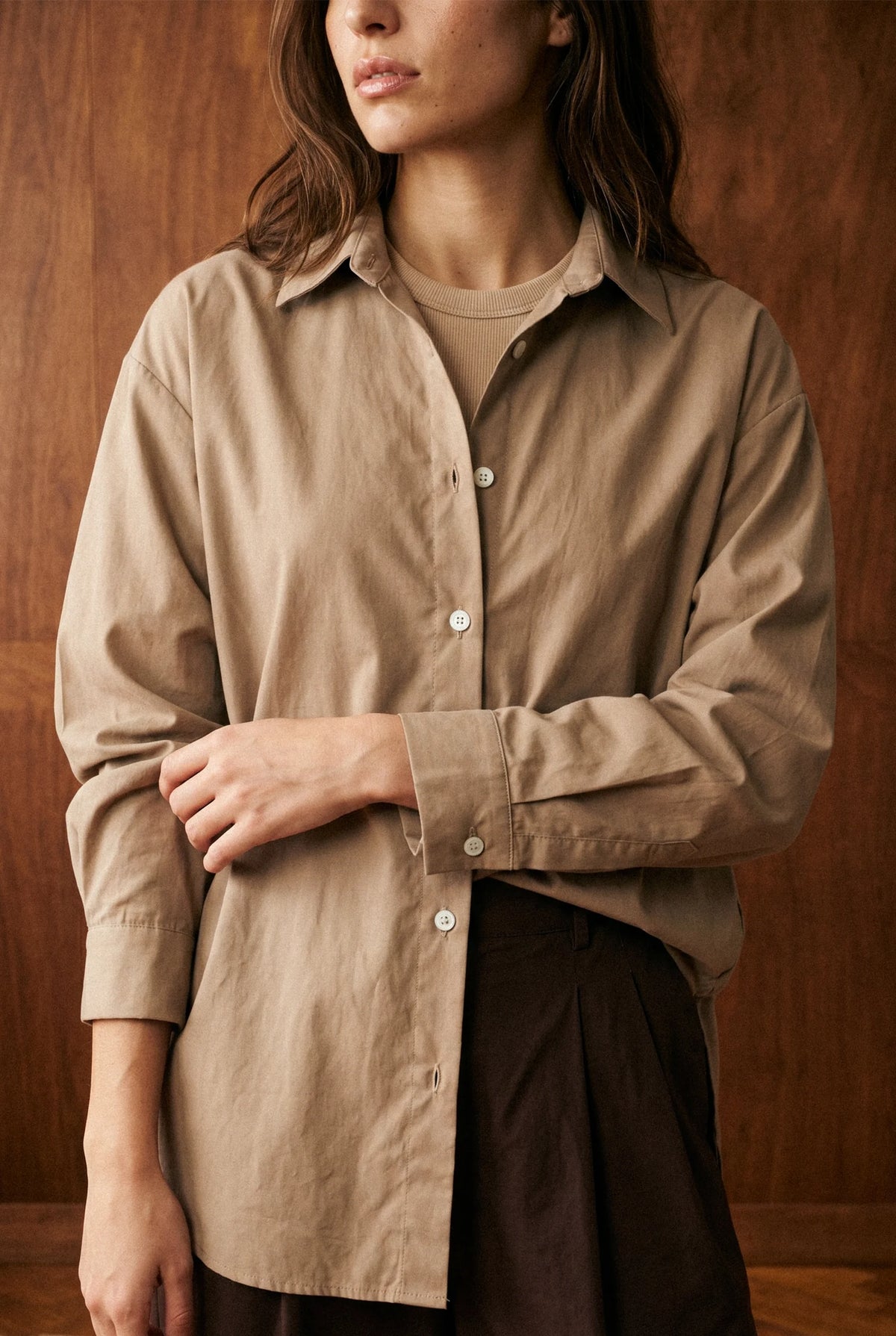 Basic Relaxed Shirt in Beige SHIRT ATTIR-WOMEN