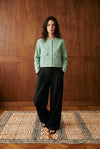 Round Neck Jacket in Pastel Green JACKET ATTIR-WOMEN