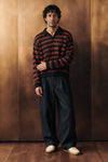 Crochet Knit Polo Shirt / BROWN POLO ATTIR-MEN