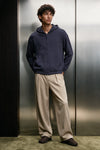 Waffle Zipper Hoodie / NAVY HOODIE ATTIR-MEN