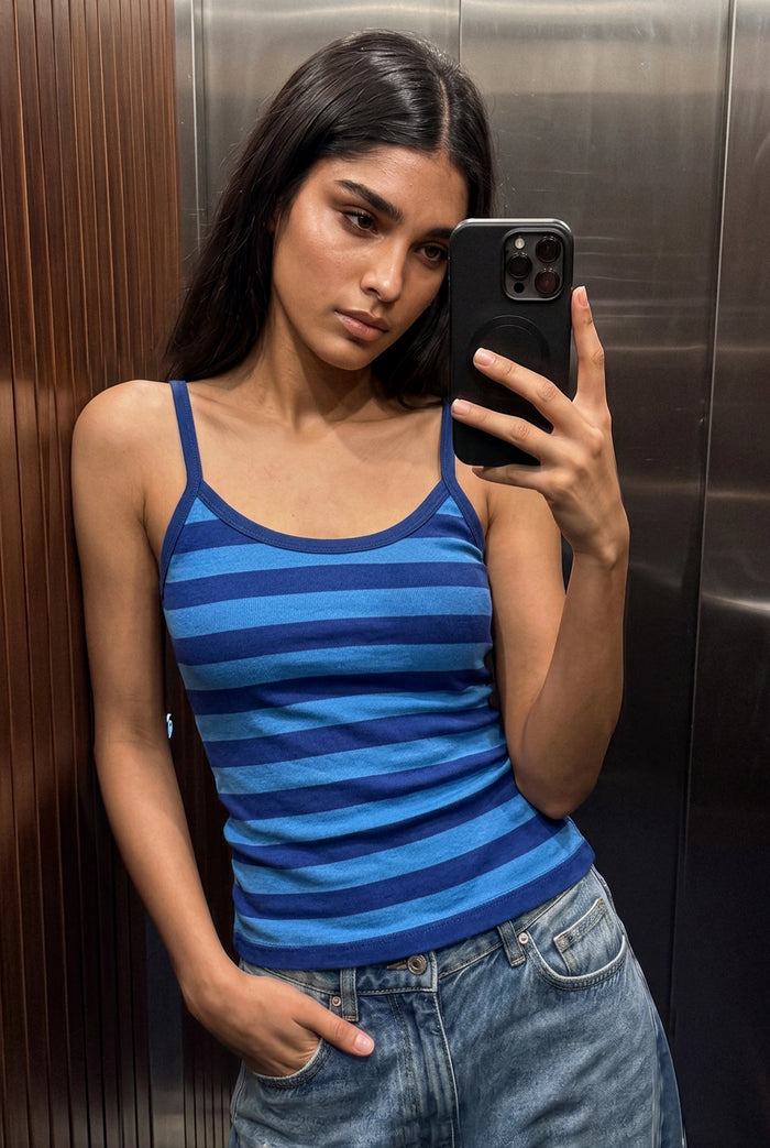 Striped Sleeveless Top in Blue