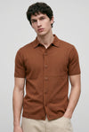 Knitted Button-Up Polo in Rust Orange SHIRT ATTIR-MEN