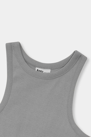 Rib-Knit Tank Top in Space Grey