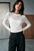 Jacquard Jersey Top / WHITE TOP ATTIR-WOMEN