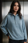 Striped Pullover Hoodie / BLUE HOODIE ATTIR-WOMEN