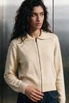 Zip Up Knitted Jumper / BEIGE SWEATER ATTIR-WOMEN