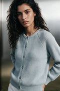 Brushed Raglan Cardigan / Aqua Blue SWEATER ATTIR-WOMEN