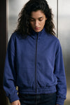 Elasticated Mock Neck Zipper / BLUE JACKET ATTIR-WOMEN