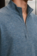 Waffle-Knit Quarter Zip Sweatshirt / DARK BLUE MOCKNECK ATTIR-MEN