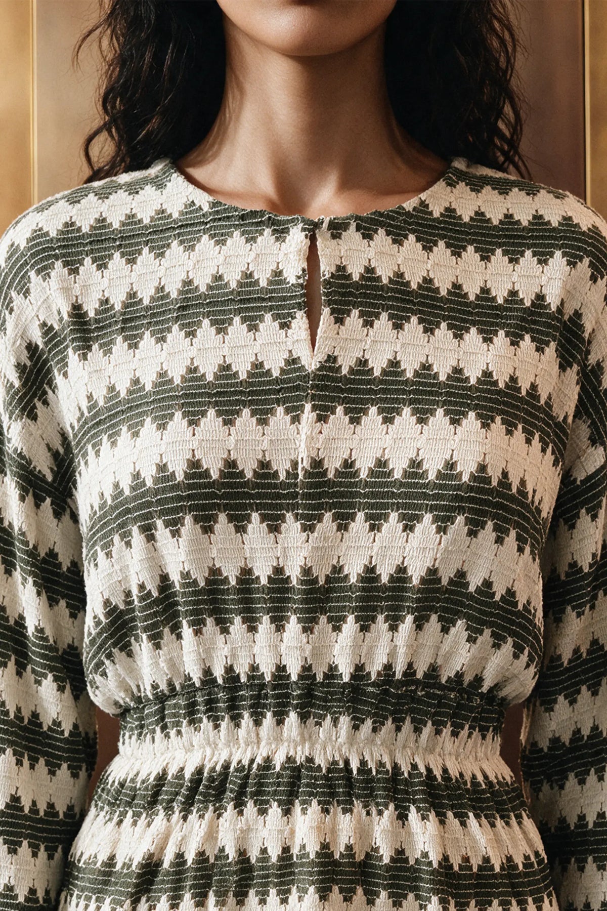 Crochet Knit Peplum Top / OLIVE TOP ATTIR-WOMEN