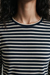 Striped Long Sleeves Top / BLACK & BEIGE TEE ATTIR-WOMEN