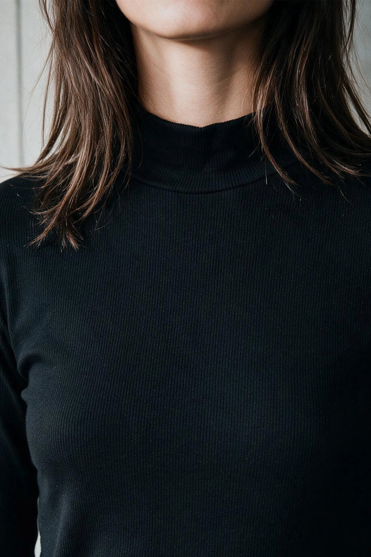 Rib-Knit Mock Neck Top / BLACK MOCKNECK ATTIR-WOMEN
