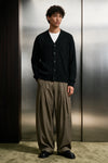 Rib-Knit Cardigan Sweater / BLACK CARDIGAN ATTIR-UNISEX