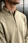 Melange Effect Quarter Zip / BEIGE MOCKNECK ATTIR-MEN