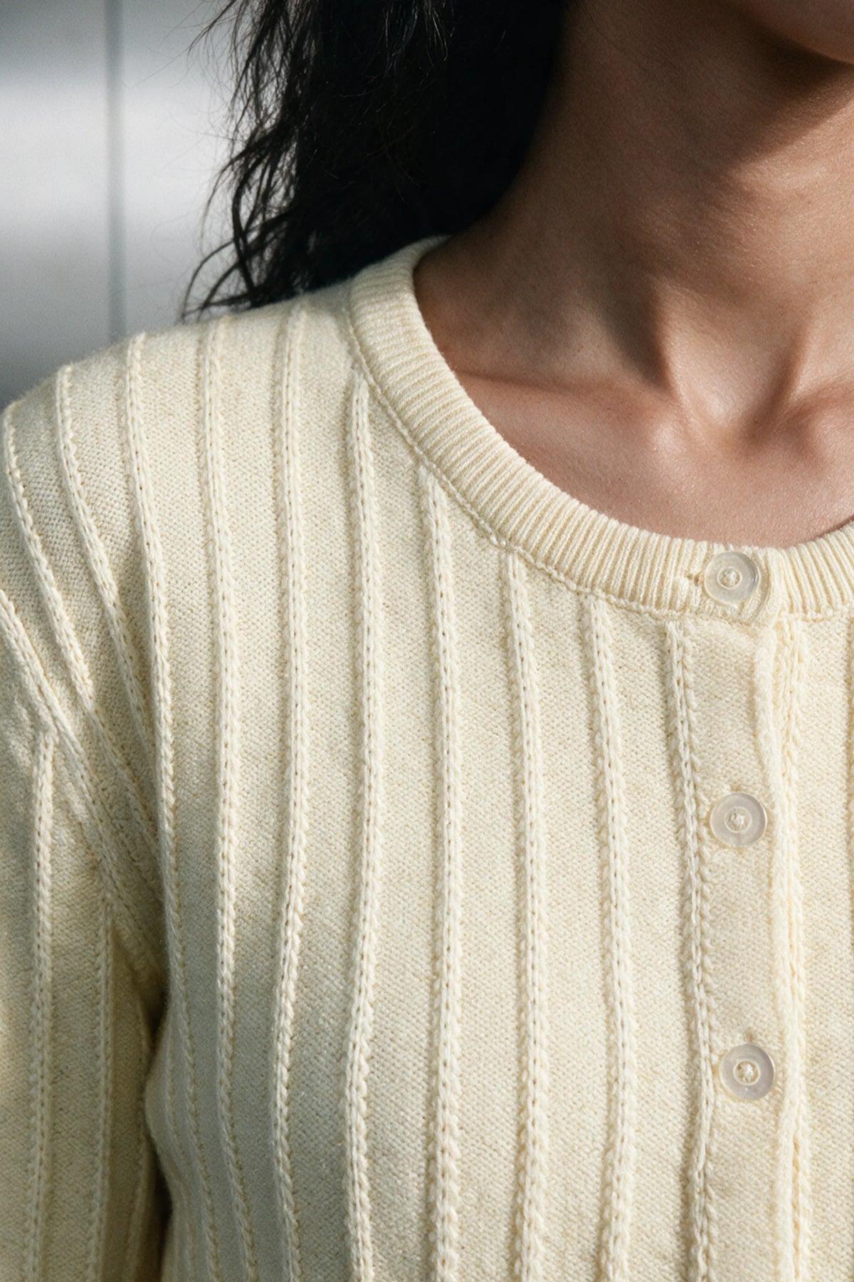 Puff Sleeve Brushed Cardigan / OFF-WHITE SWEATER ATTIR-WOMEN