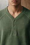 Baseball Neck Henley Shirt / GREEN HENLEY ATTIR-MEN