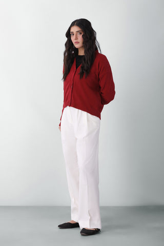 Soft Knitted Cardigan in Scarlet Red