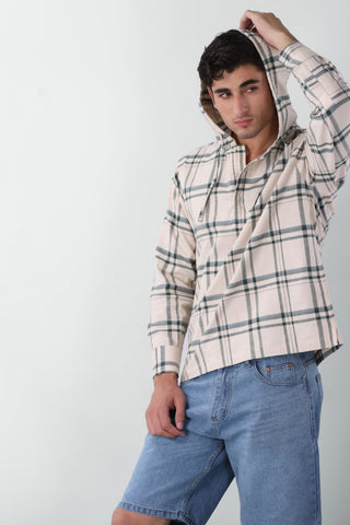 Hoodie Detail Shirt in Cream