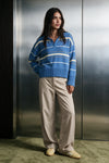 Knitted Polo Jumper / SKY BLUE SWEATER ATTIR-WOMEN