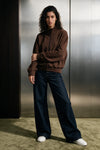 Elasticated Mock Neck Zipper / BROWN JACKET ATTIR-WOMEN