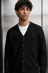 Rib-Knit Cardigan Sweater / BLACK CARDIGAN ATTIR-UNISEX
