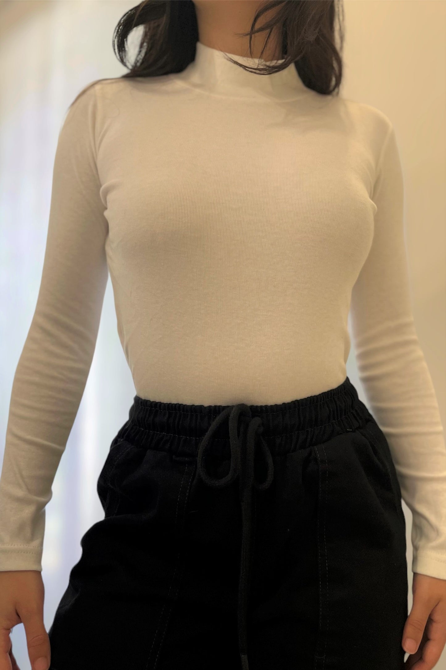 Mock Neck in Linen White