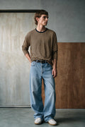 Long Sleeves Striped T-shirt / BLACK & BROWN TEE ATTIR-MEN