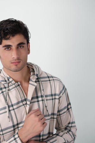 Hoodie Detail Shirt in Cream