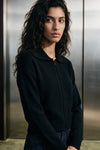 Zip Up Knitted Jumper / BLACK SWEATER ATTIR-WOMEN