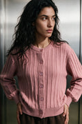Puff Sleeve Brushed Cardigan / PINK SWEATER ATTIR-WOMEN
