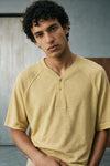 Baseball Neck Henley Shirt / YELLOW HENLEY ATTIR-MEN
