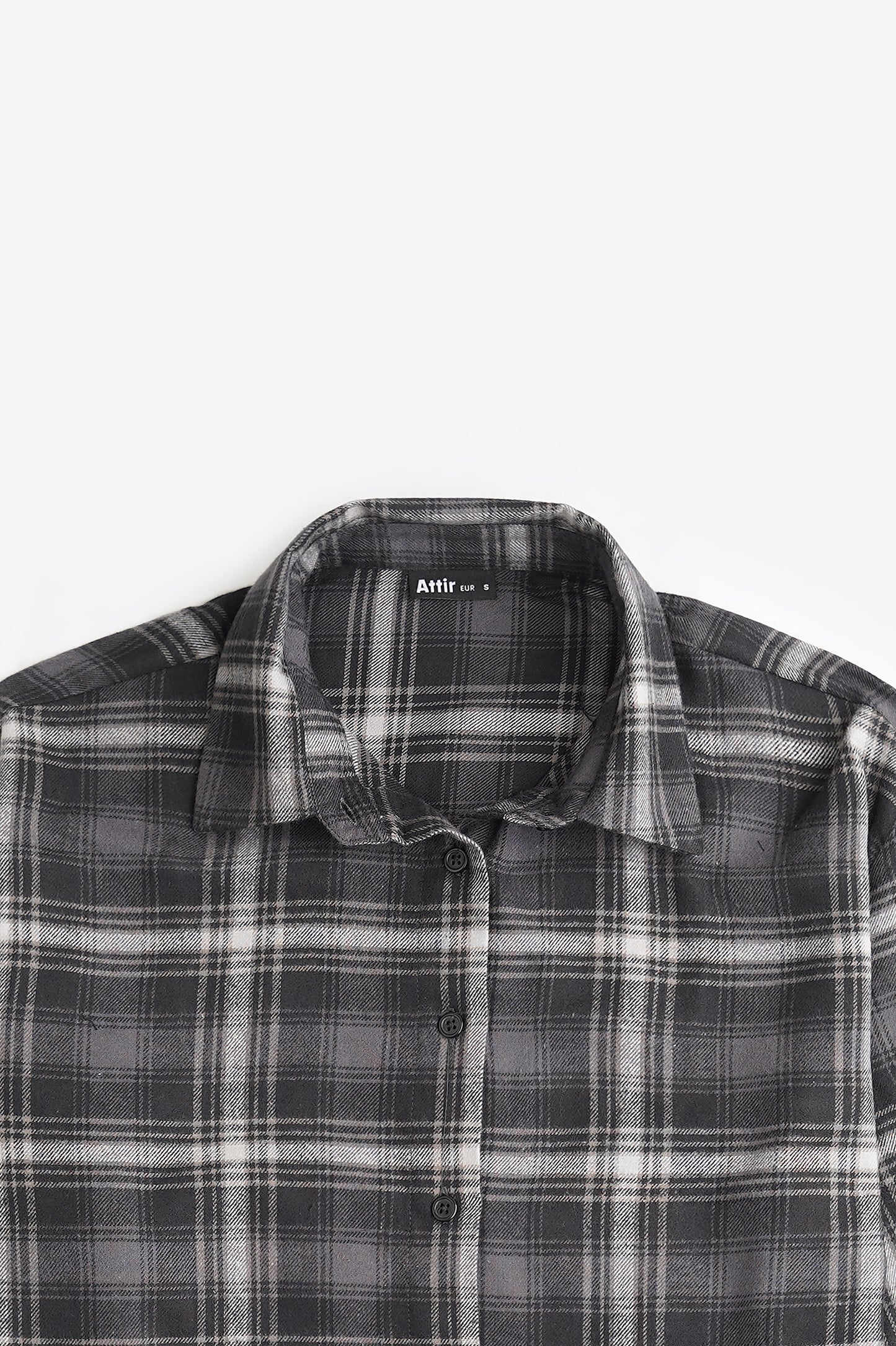Oversized Shirt in Black Flannel Weave