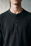 Seam-detail Textured Henley / BLACK HENLEY ATTIR-MEN