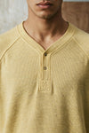 Baseball Neck Henley Shirt / YELLOW HENLEY ATTIR-MEN