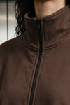 Elasticated Mock Neck Zipper / BROWN JACKET ATTIR-WOMEN