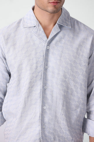 Boxy Fit Camp Collar Shirt in Diamond Blue