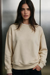 Neck Detail Fleece Sweatshirt / CREAM SWEATSHIRT ATTIR-UNISEX