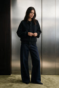 Structured Fleece Button-Up Jacket / BLACK JACKET ATTIR-UNISEX